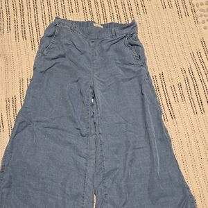 Joie Chambray Wide-Leg Tencel Pants in Light Blue